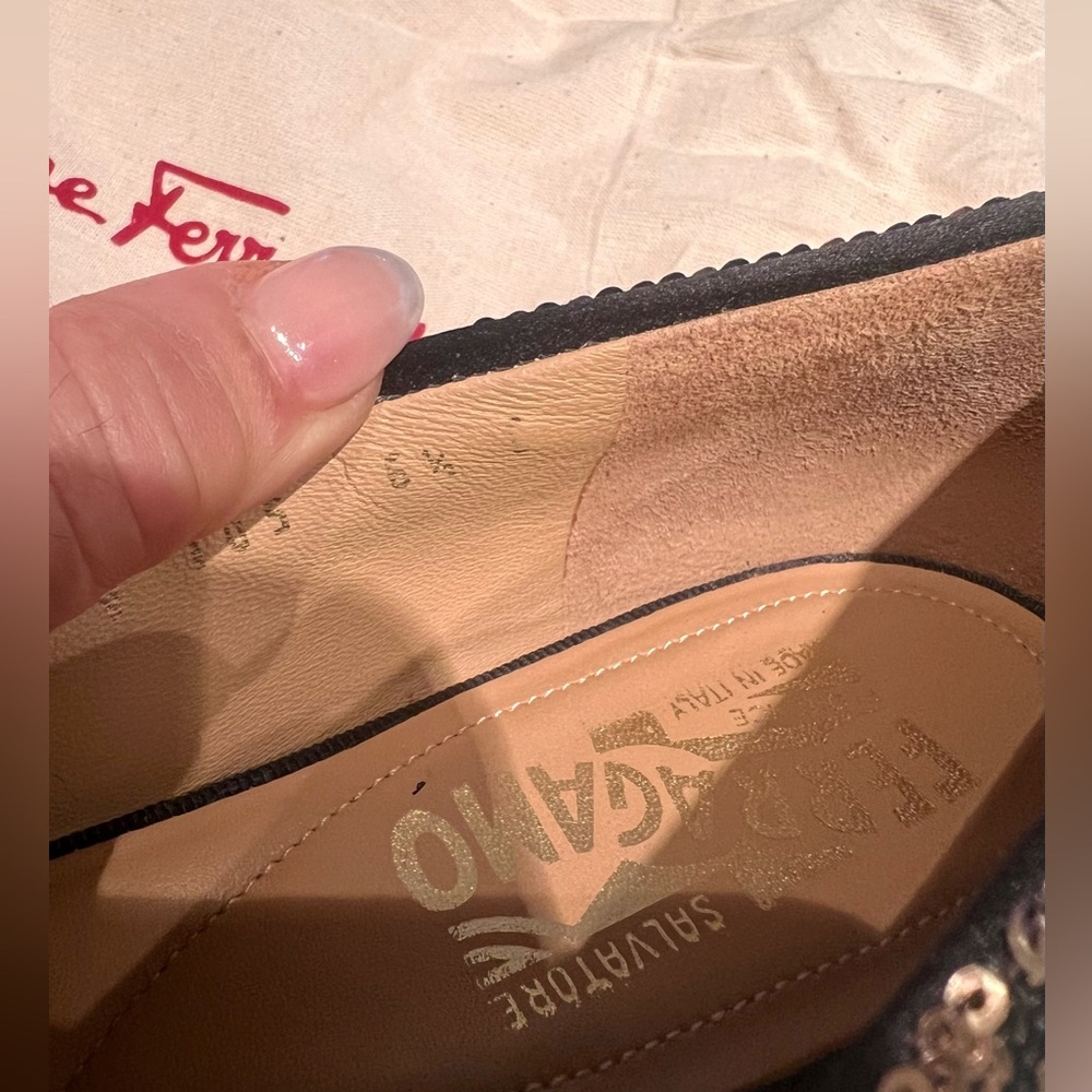 SALVATORE FERRAGAMO Sequin Herringbone Varina Coo Ballet Flat, Size 6.5 - Picture 11 of 11